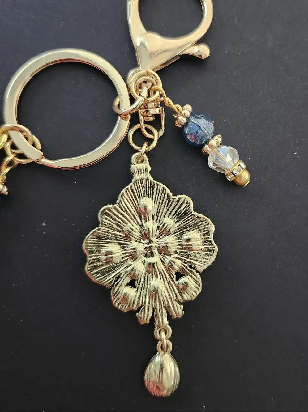 Vintage-inspired Purse Charm or Keychain Sodalite Agate Stone Handcrafted
